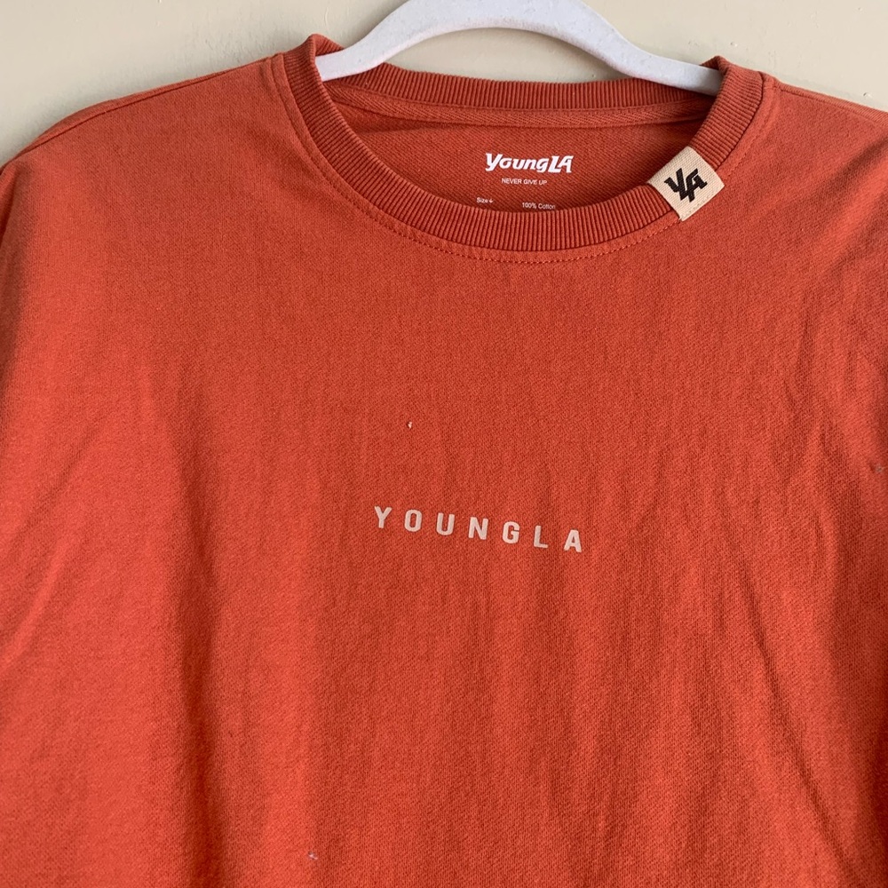 YoungLA Men's Burnt Orange Tee Shirt Sleeve Top Casual Cotton Size Small - Picture 2 of 4